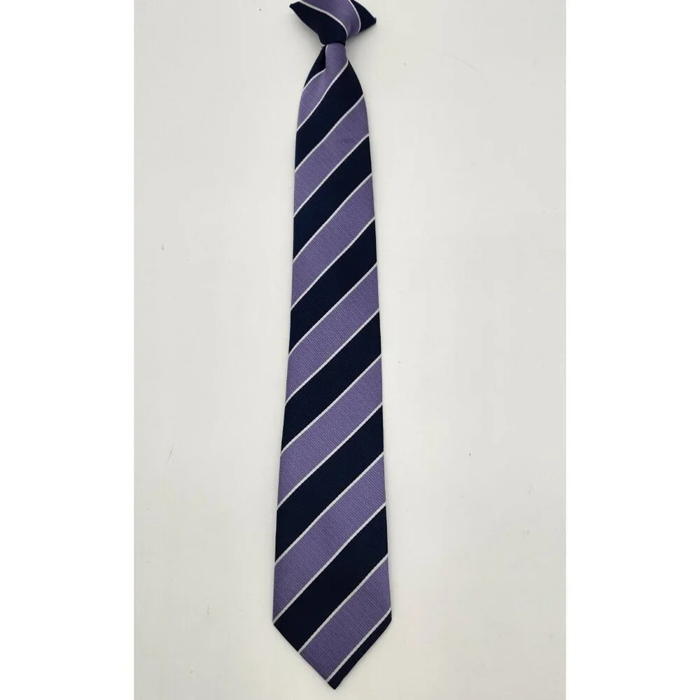 Boys Clip On Neck Tie‎ Blue Striped 17